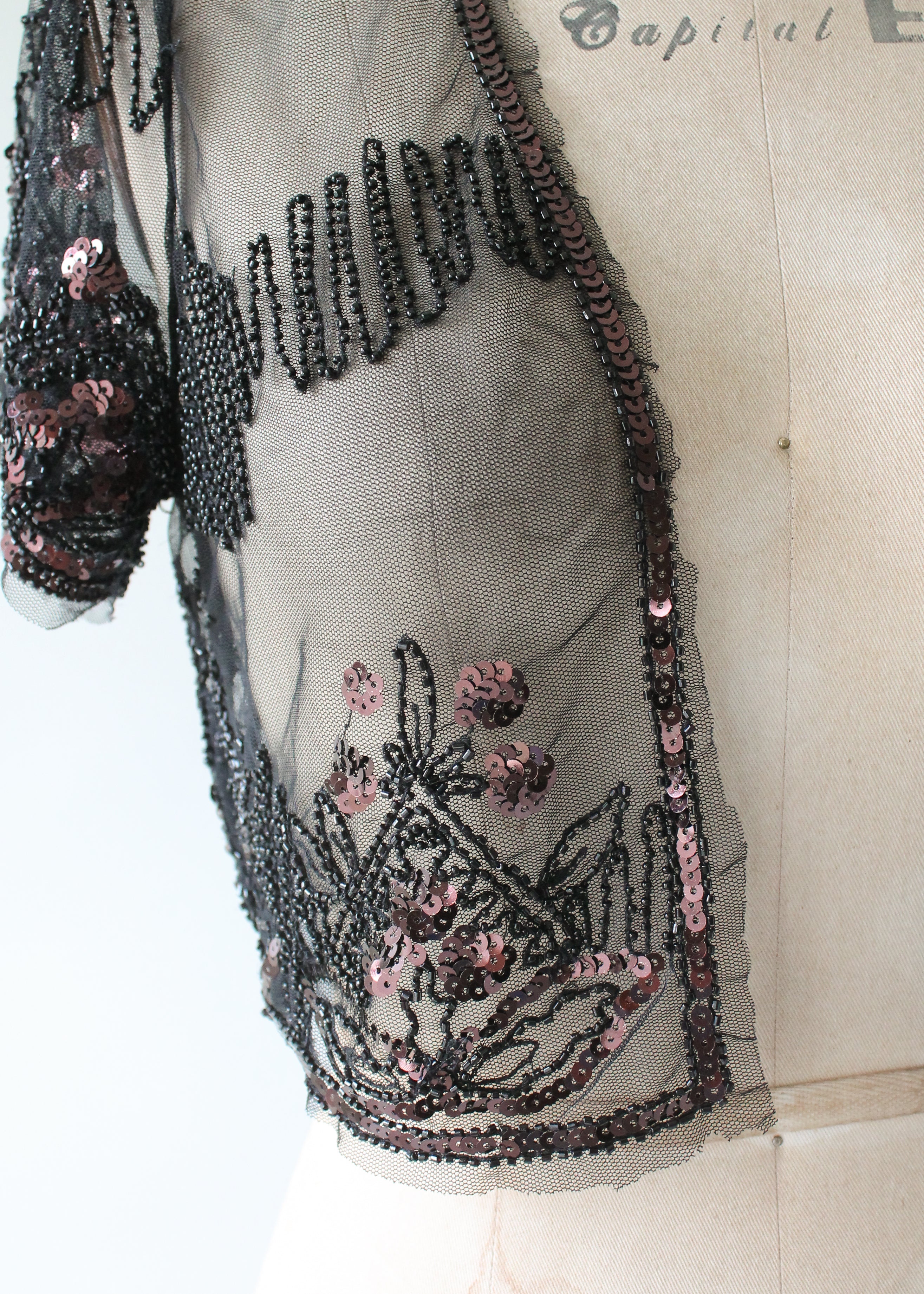 Vintage 1930s Sequined and Beaded Sheer Bolero Jacket