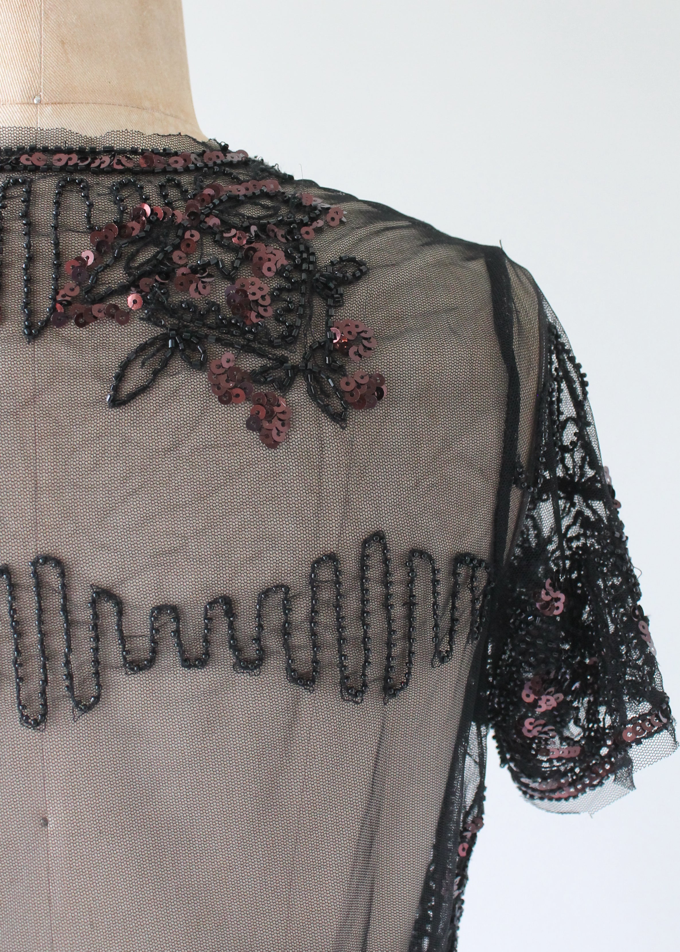 Vintage 1930s Sequined and Beaded Sheer Bolero Jacket