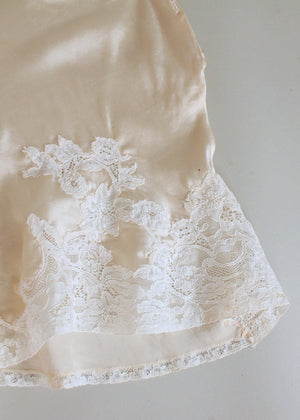 Vintage 1930s Ivory Silk and Lace Tap Pants and Bra Set