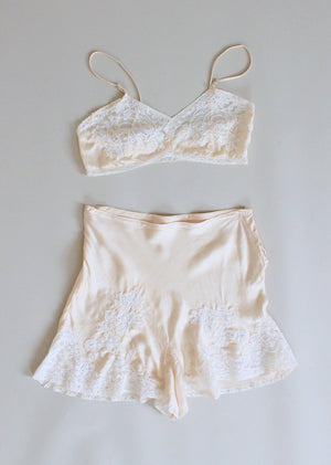 Ivory Lace Bralet and Tap Pants . Pinup Style Lingerie by