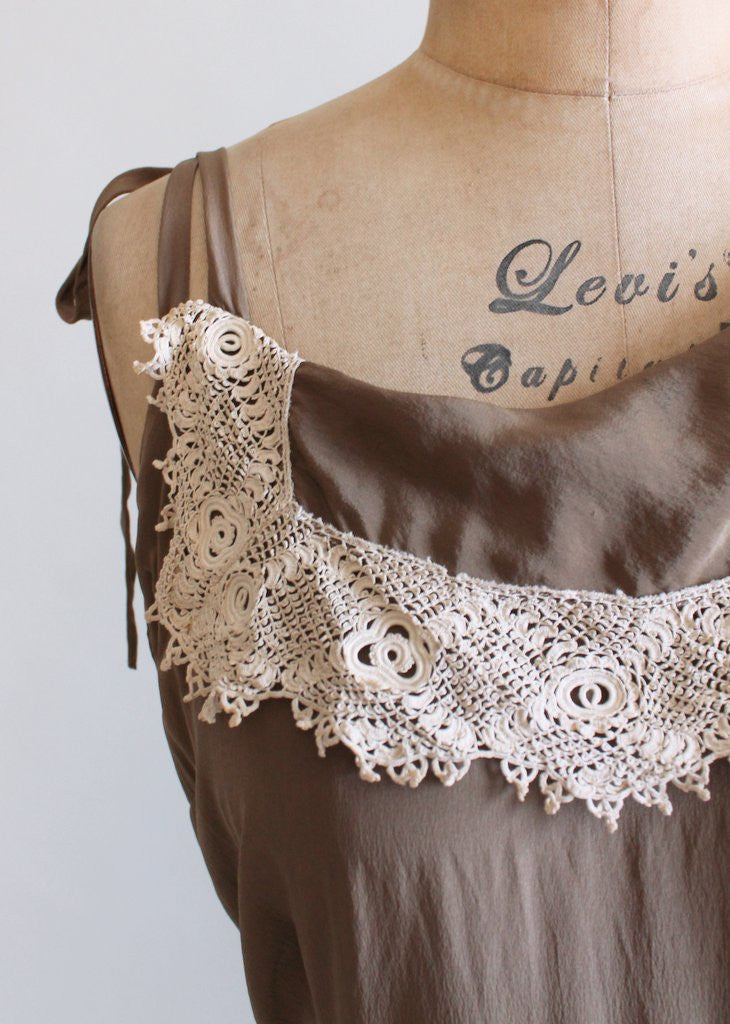 Vintage 1930s Silk and Tatted Lace Asymmetrical Sundress
