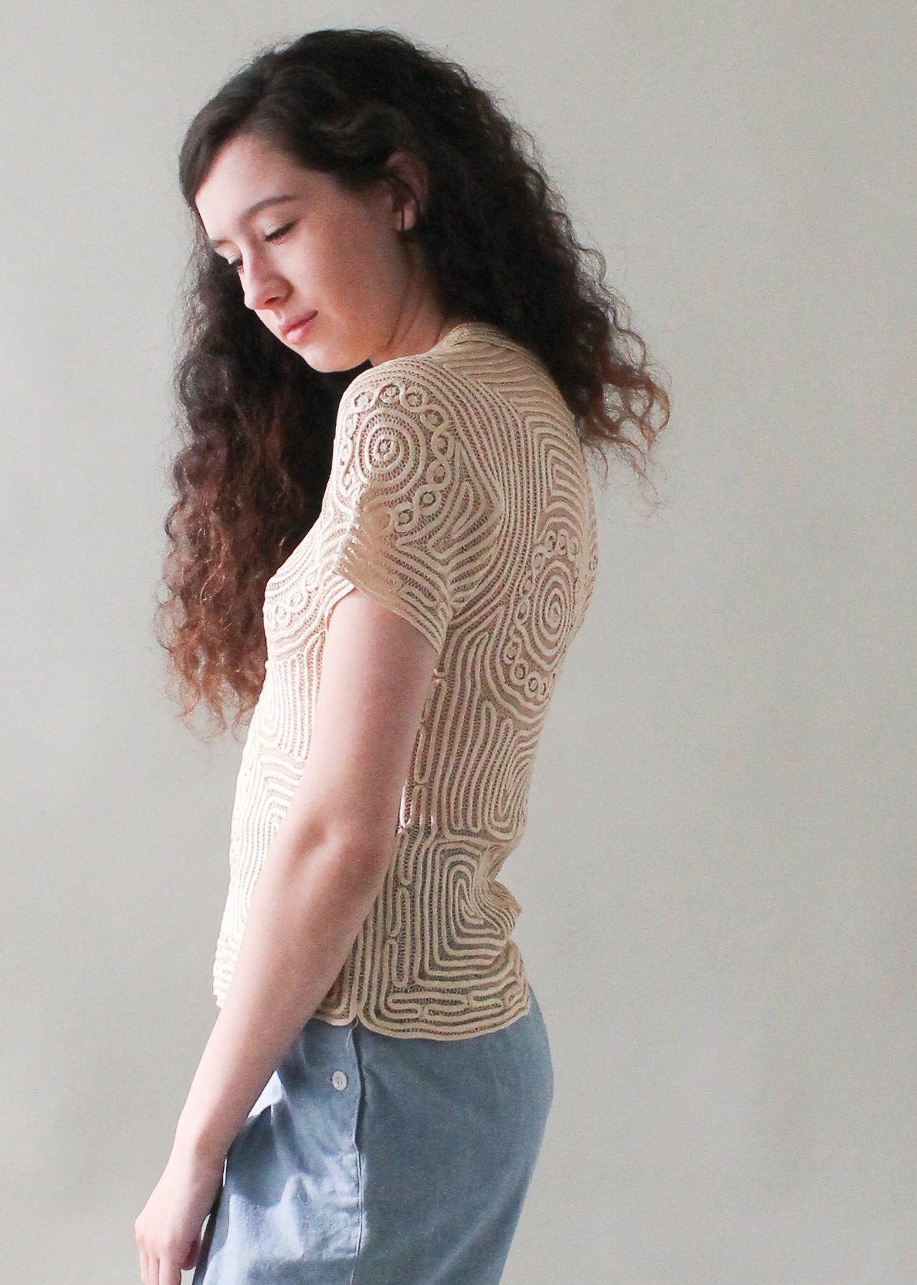 Vintage 1930s Silk Ribbon Lace Top
