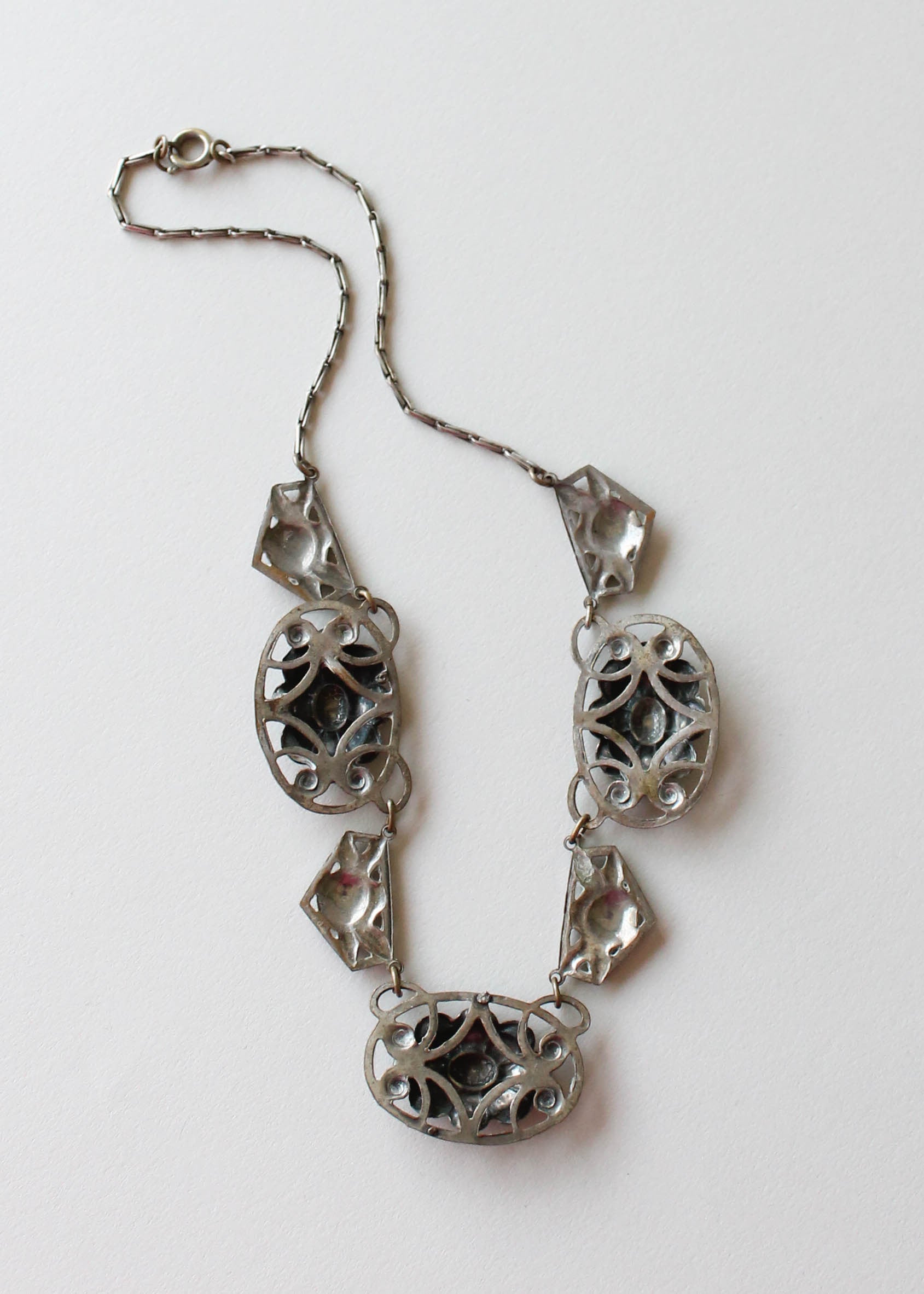 Vintage 1930s Silver Flower Necklace