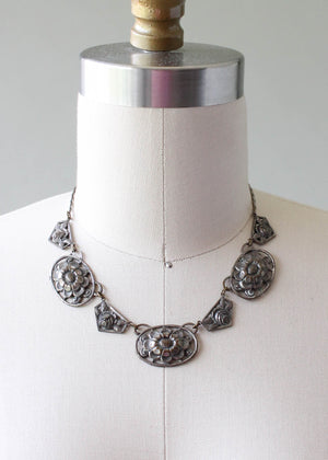 Vintage 1930s Silver Flower Necklace
