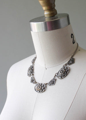 Vintage 1930s Silver Flower Necklace
