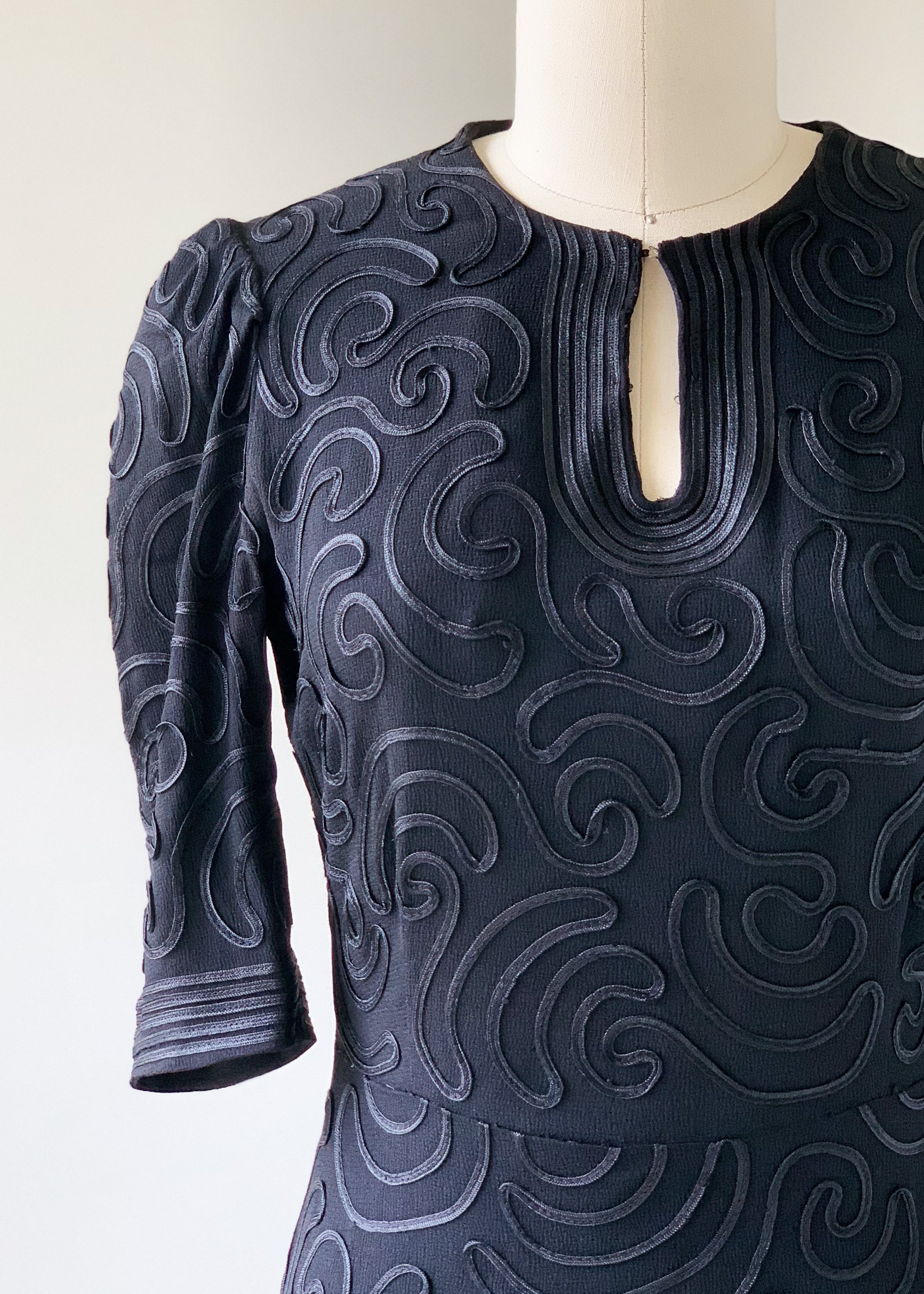 Vintage 1930s Soutache Crepe Dress