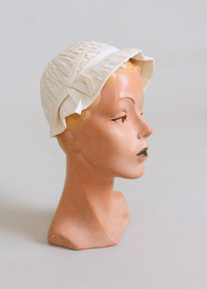 Vintage 1930s Summer White Bucket Hat