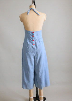Vintage 1930s Wide Leg Halter Beach Pajamas