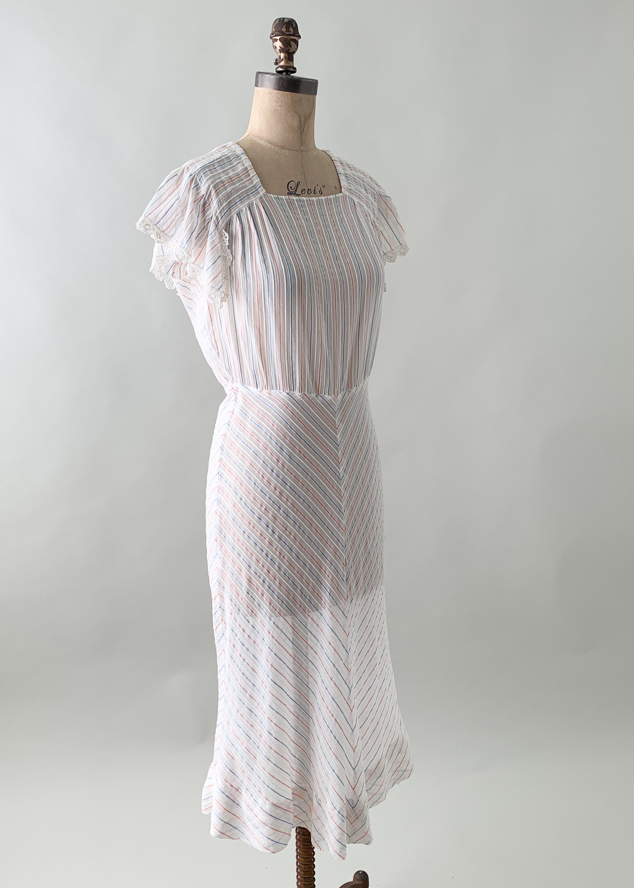 Vintage 1930s Cotton Striped Dress