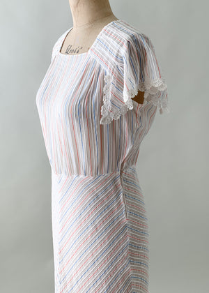 Vintage 1930s Cotton Striped Dress