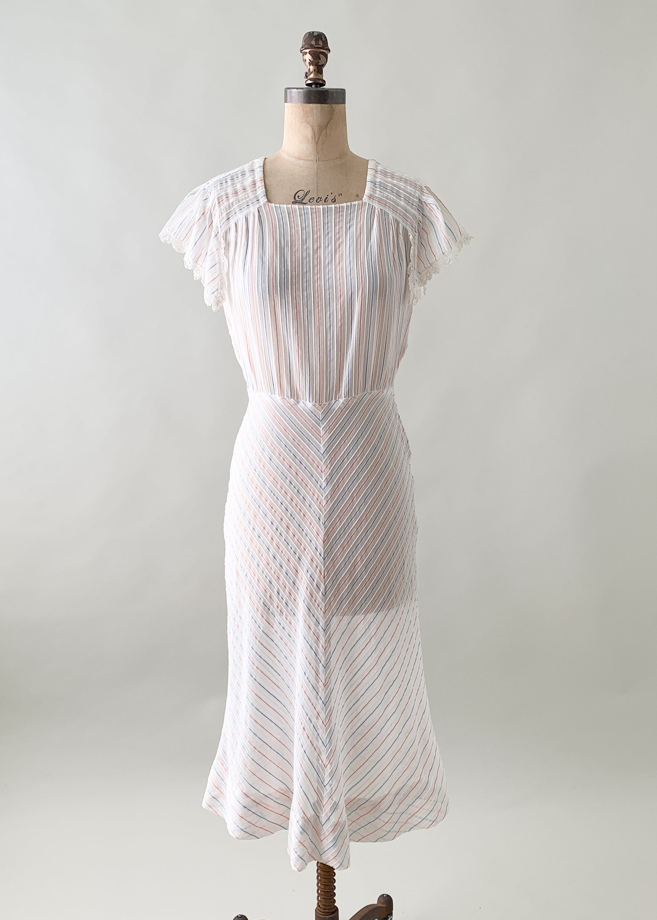 Vintage 1930s Cotton Striped Dress
