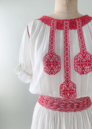 Vintage 1930s Embroidered Cotton Dress
