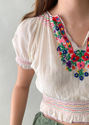 Vintage 1930s Embroidered Hungarian Top
