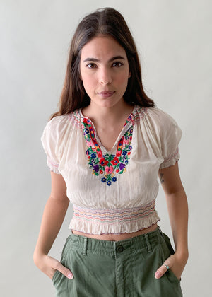 Vintage 1930s Embroidered Hungarian Top