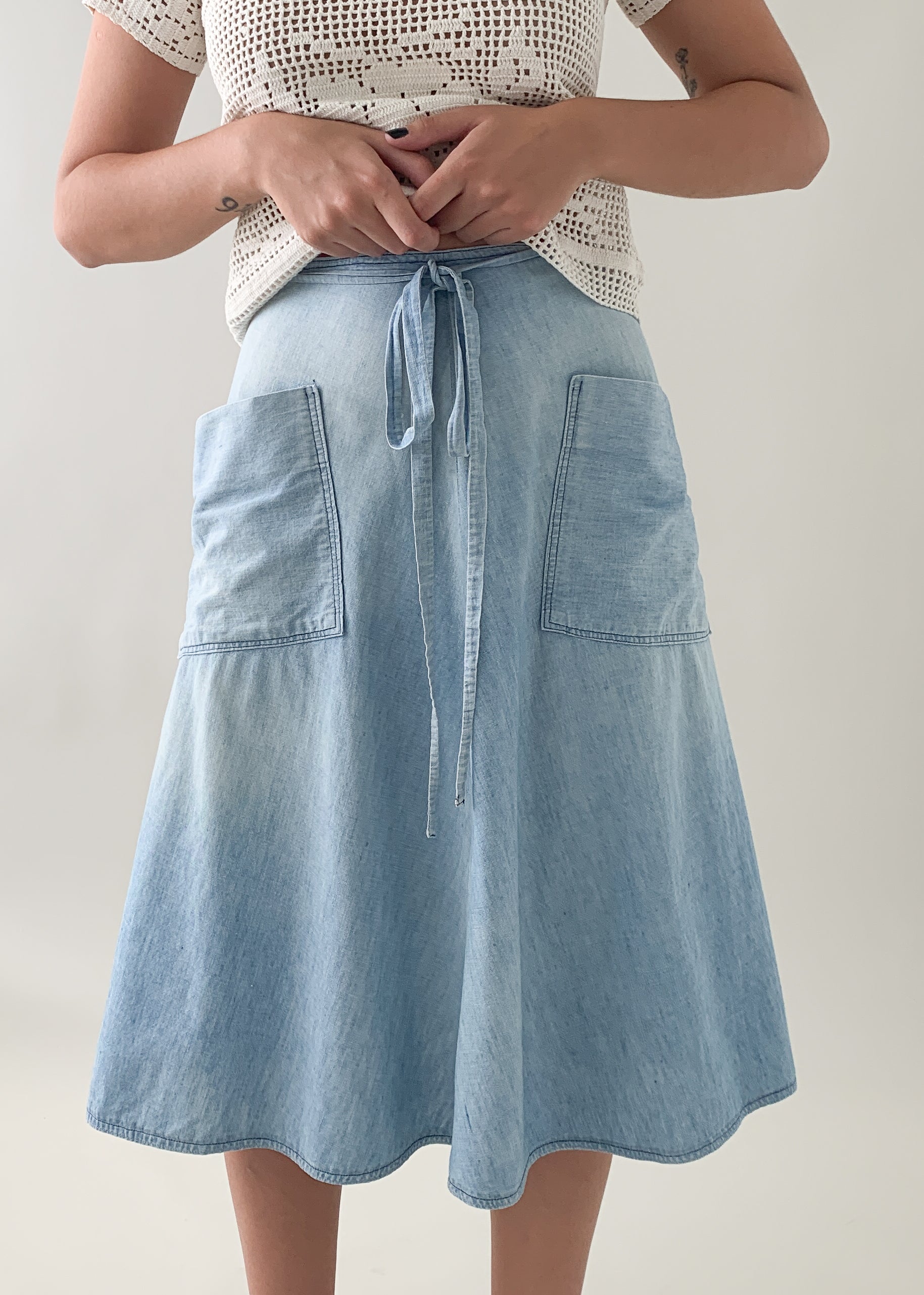 Vintage Selvedge Chambray Wrap Skirt