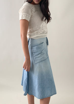 Vintage Selvedge Chambray Wrap Skirt