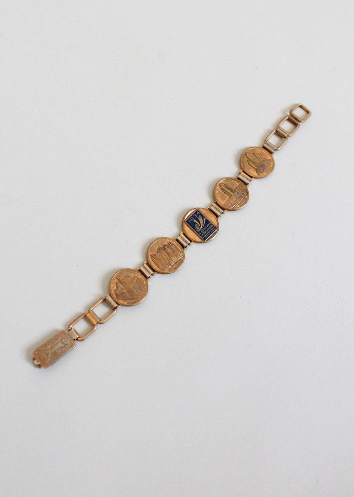 Vintage 1934 Chicago World's Fair Souvenir Coin Bracelet