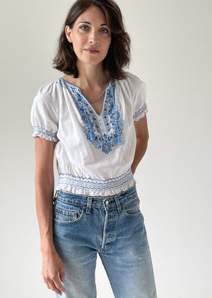Vintage 1940s Embroidered Hungarian Top