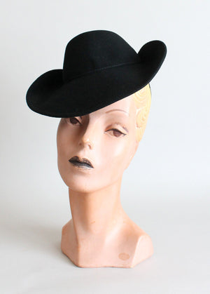 Vintage 1940s Black Tilt Riding Hat