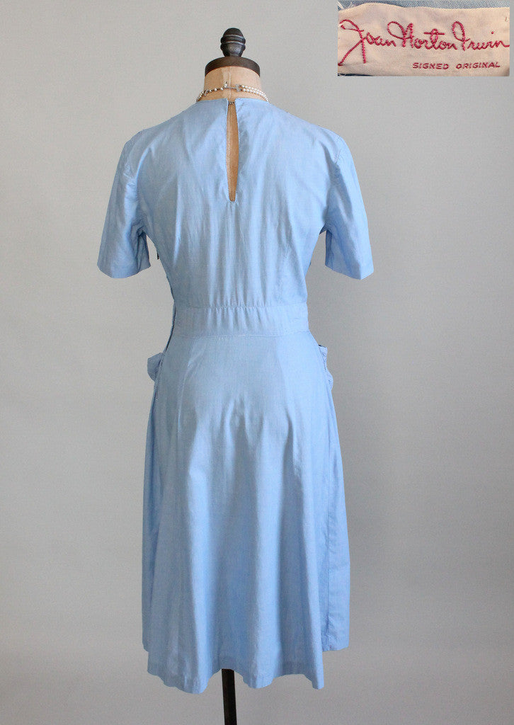 Vintage Early 1940s Blue Cotton Swing Dress - Raleigh Vintage Vintage Early 1940s Blue Cotton Swing Dress - Raleigh Vintage