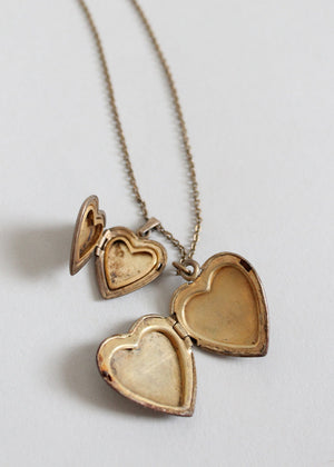 Vintage 1940s Double Sweetheart Locket Necklace