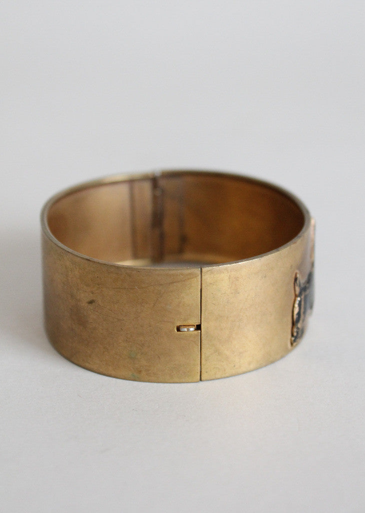 Vintage 1940s Scottie Dog Brass Bracelet
