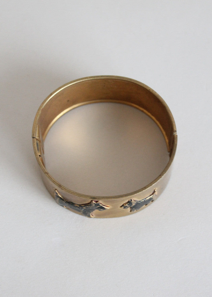 Vintage 1940s Scottie Dog Brass Bracelet