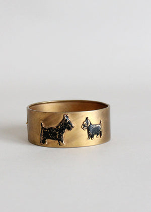 Vintage 1940s Scottie Dog Brass Bracelet