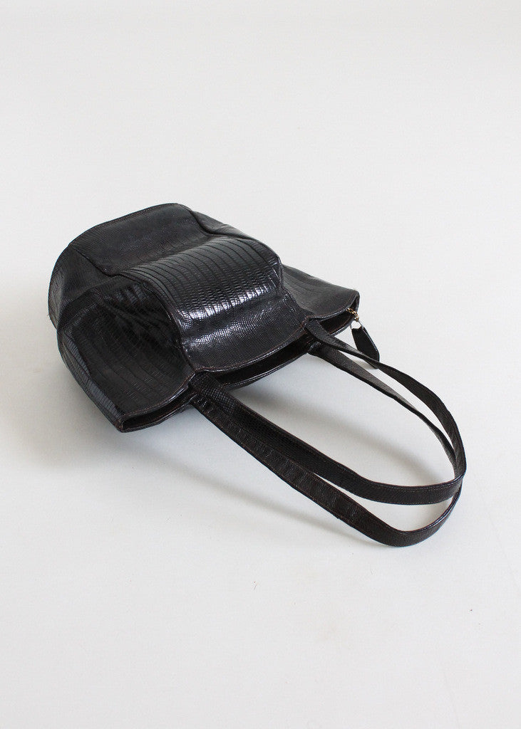 Vintage 1940s Deitsch Black Lizard Tulip Purse
