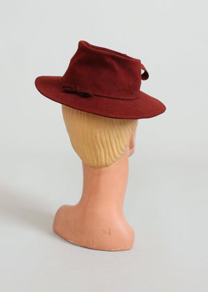 Vintage 1940s Dorothee La Velle Brown Fedora Hat