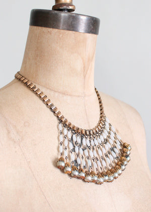 Vintage 1940s Faux Pearl Dangle Bookchain Necklace