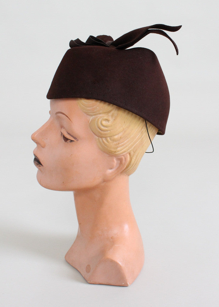Vintage 1940s High Bow Felt Hat