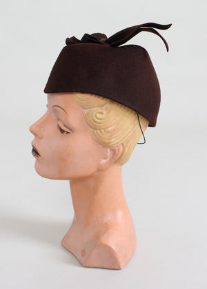 Vintage 1940s High Bow Felt Hat