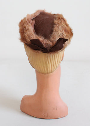 Vintage 1940s Matching Fur Tilt Hat and Muff