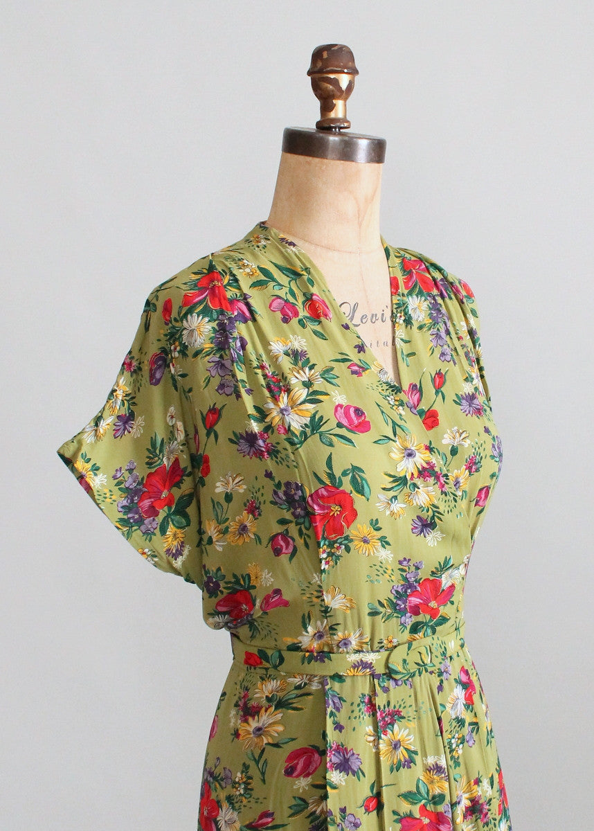 vintage green floral flower dress