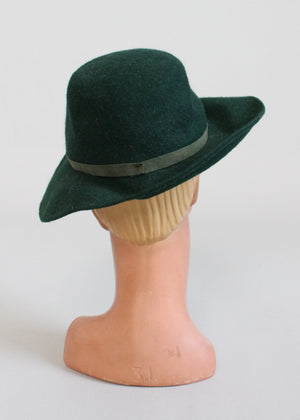 Vintage 1940s Green Wool Fedora Hat