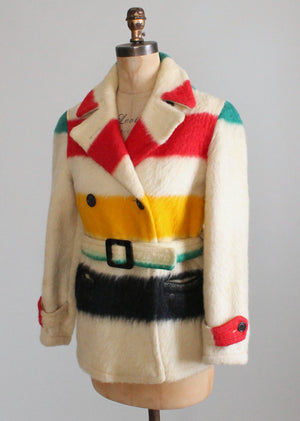 Vintage 1940s Hudson Bay Company Blanket Coat