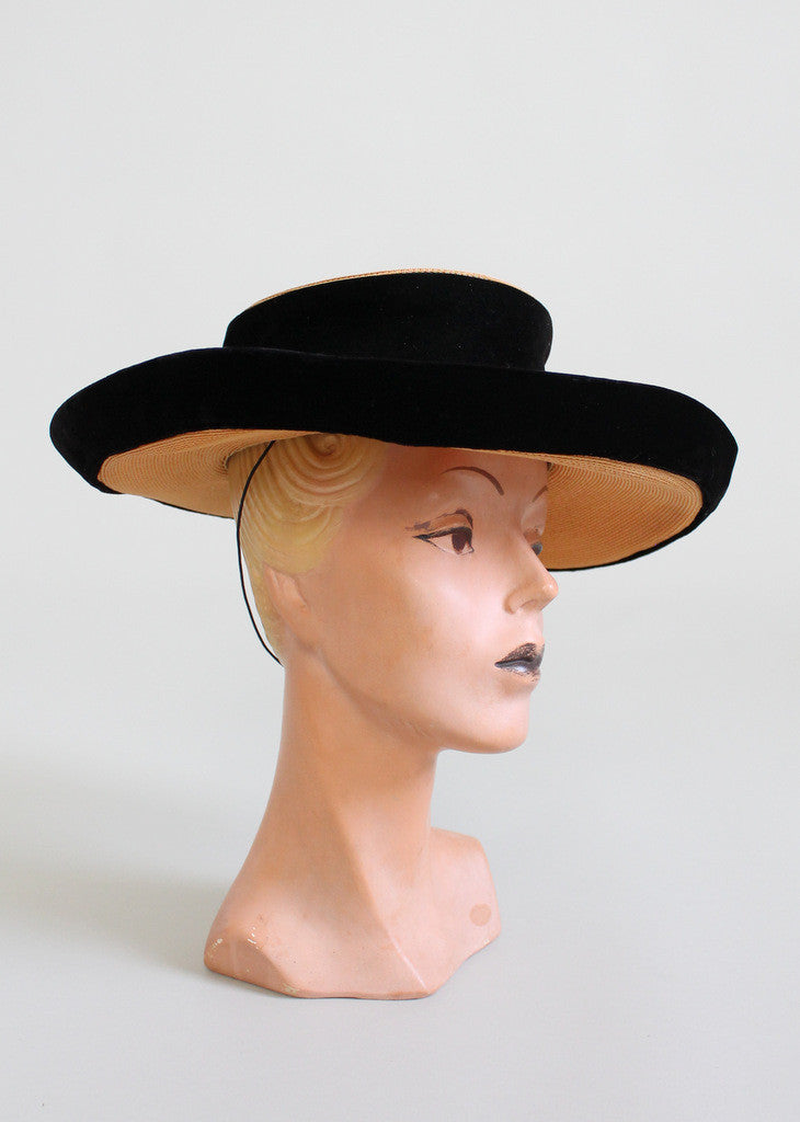 Vintage 1940s Jay Thorpe Wide Brim Straw Hat