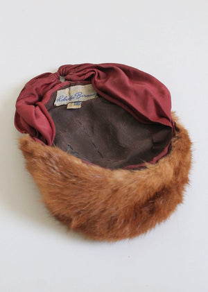 Vintage 1940s Mink and Rayon Tilt Hat