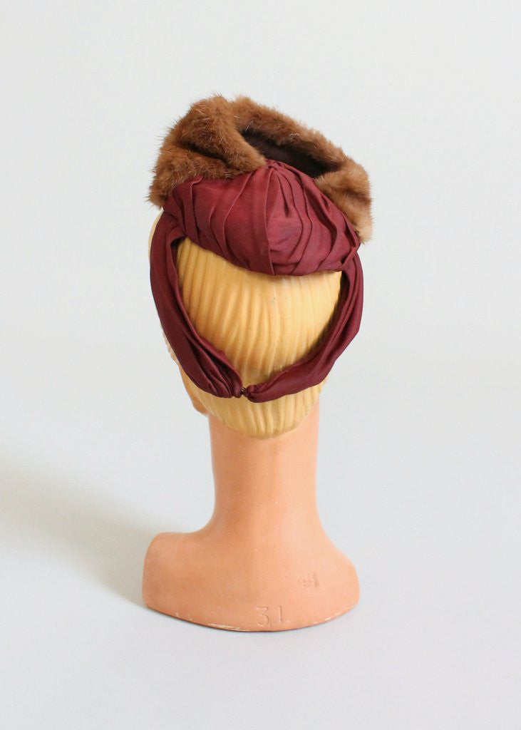 Vintage 1940s Mink and Rayon Tilt Hat