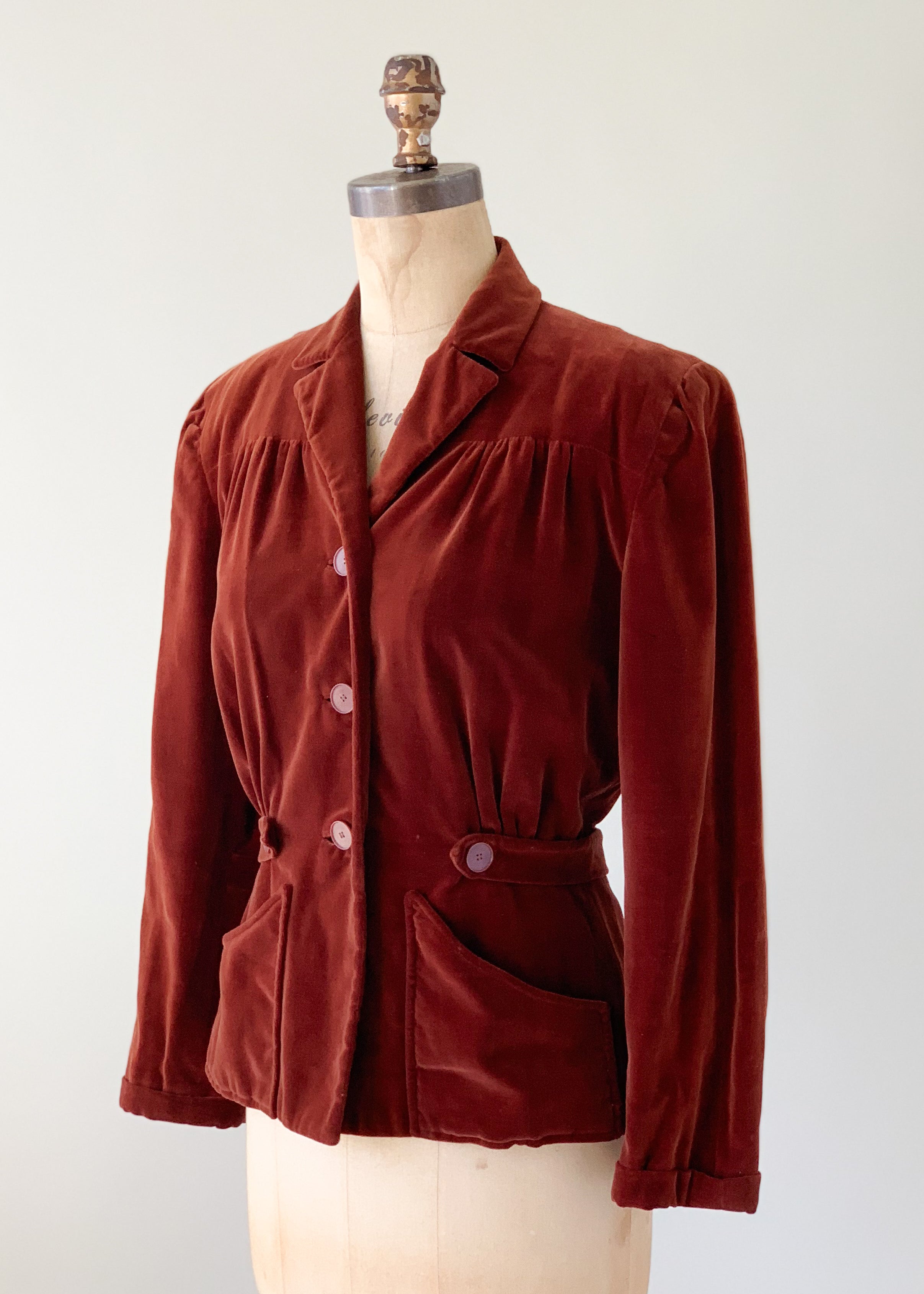 Vintage Early 1940s Molyneux Copy Velvet Jacket