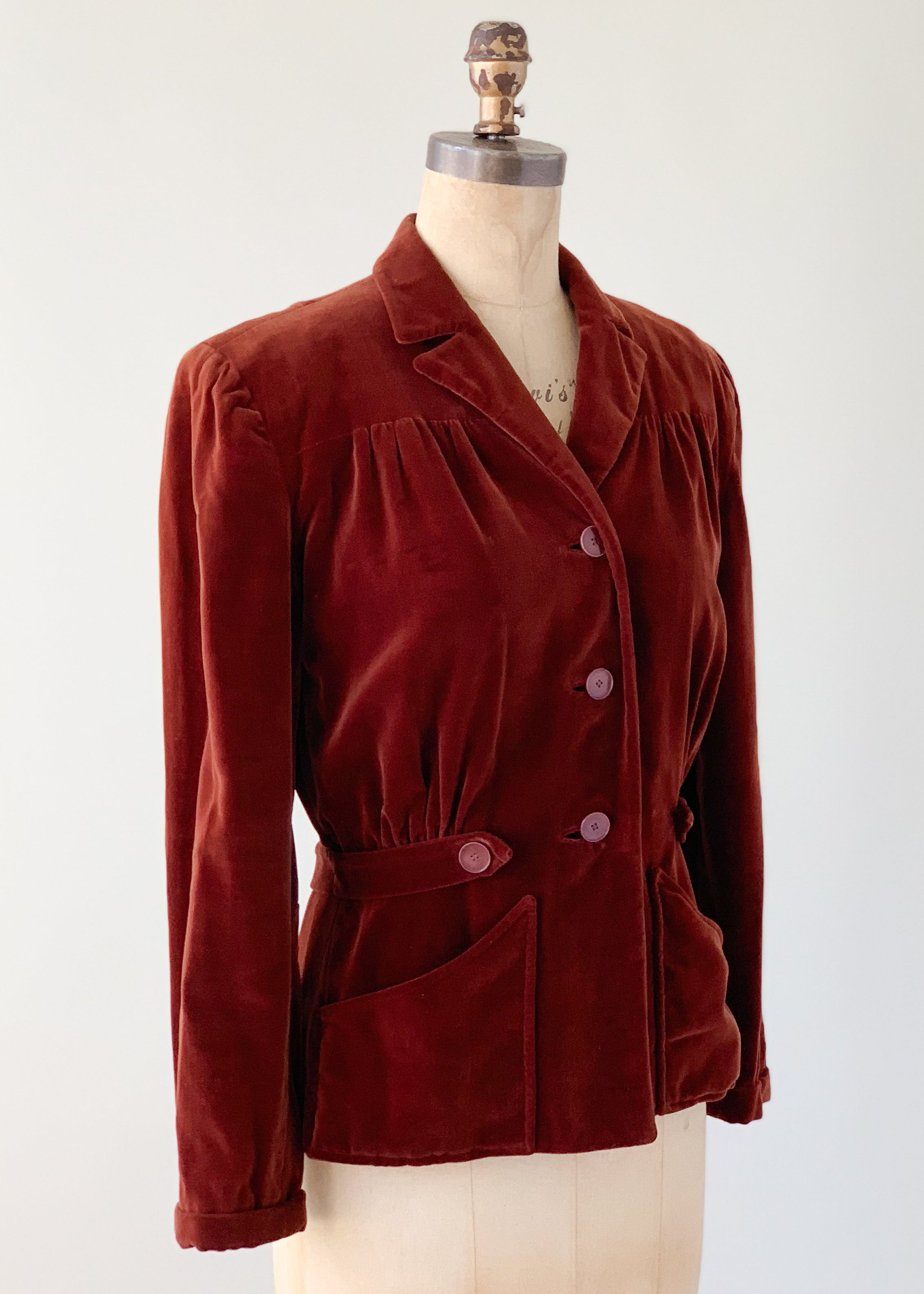 Vintage Early 1940s Molyneux Copy Velvet Jacket