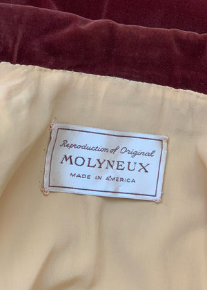 Vintage Early 1940s Molyneux Copy Velvet Jacket