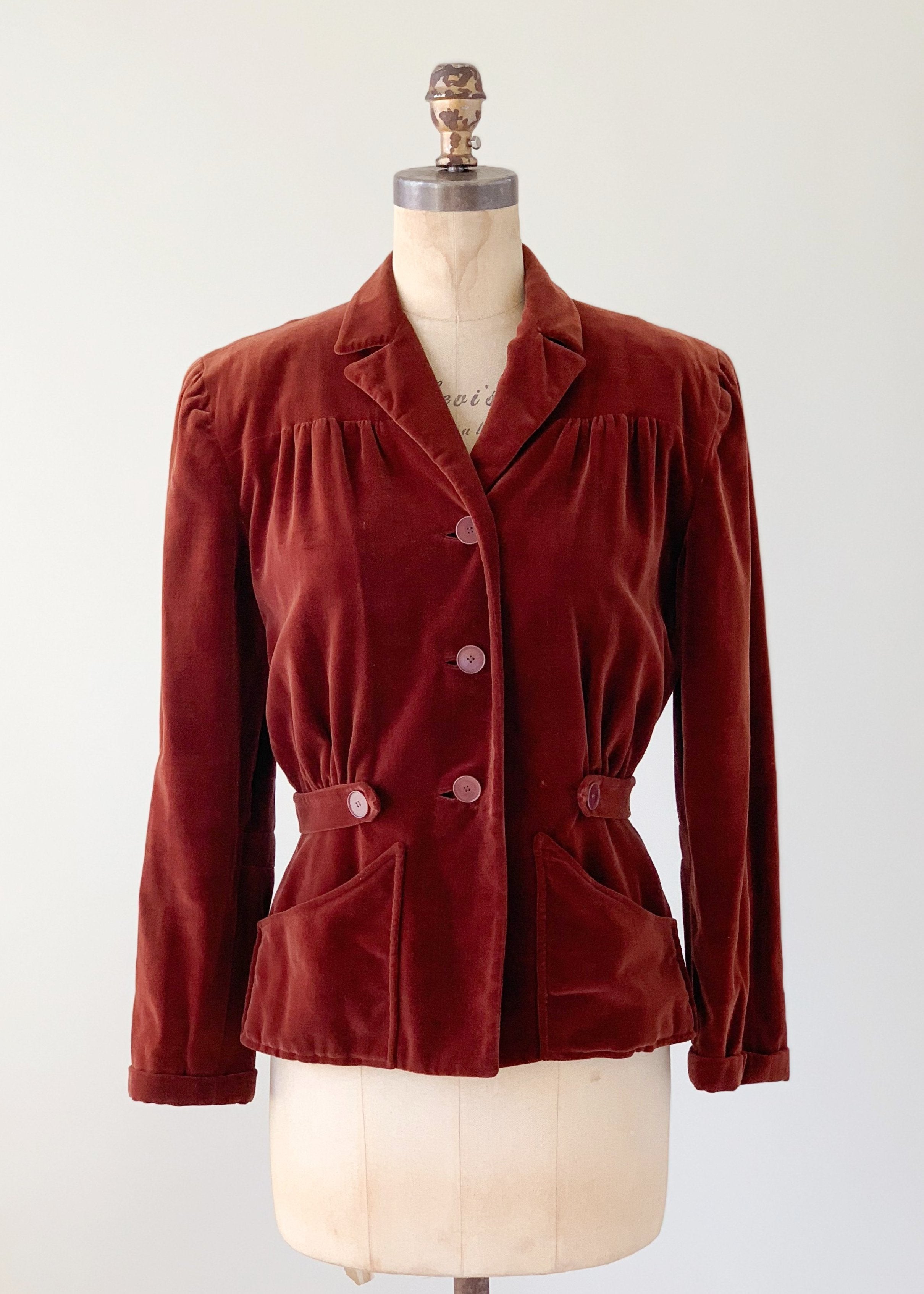 Vintage Early 1940s Molyneux Copy Velvet Jacket