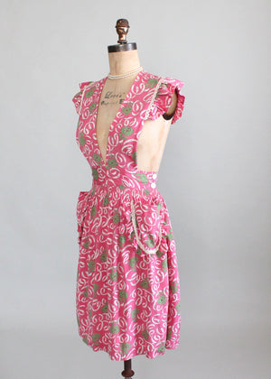 Vintage Late 1930s Flowers and Ribbons Pinafore Dress