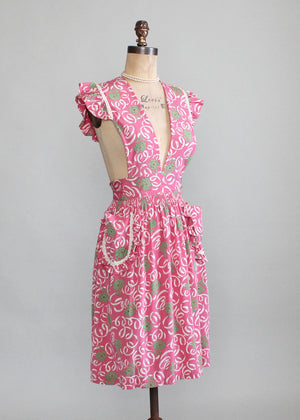 Vintage Late 1930s Flowers and Ribbons Pinafore Dress