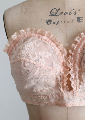 Vintage 1950s Pink Strapless Lace Overwire Bra