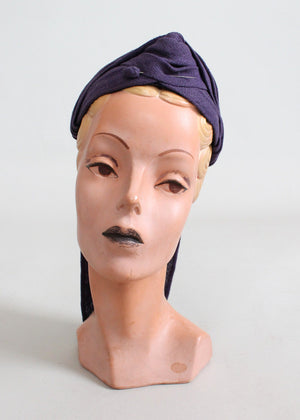Vintage 1940s Purple Turban Tilt Hat