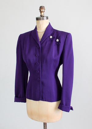 Vintage 1940s Purple Wasp Waist Jacket