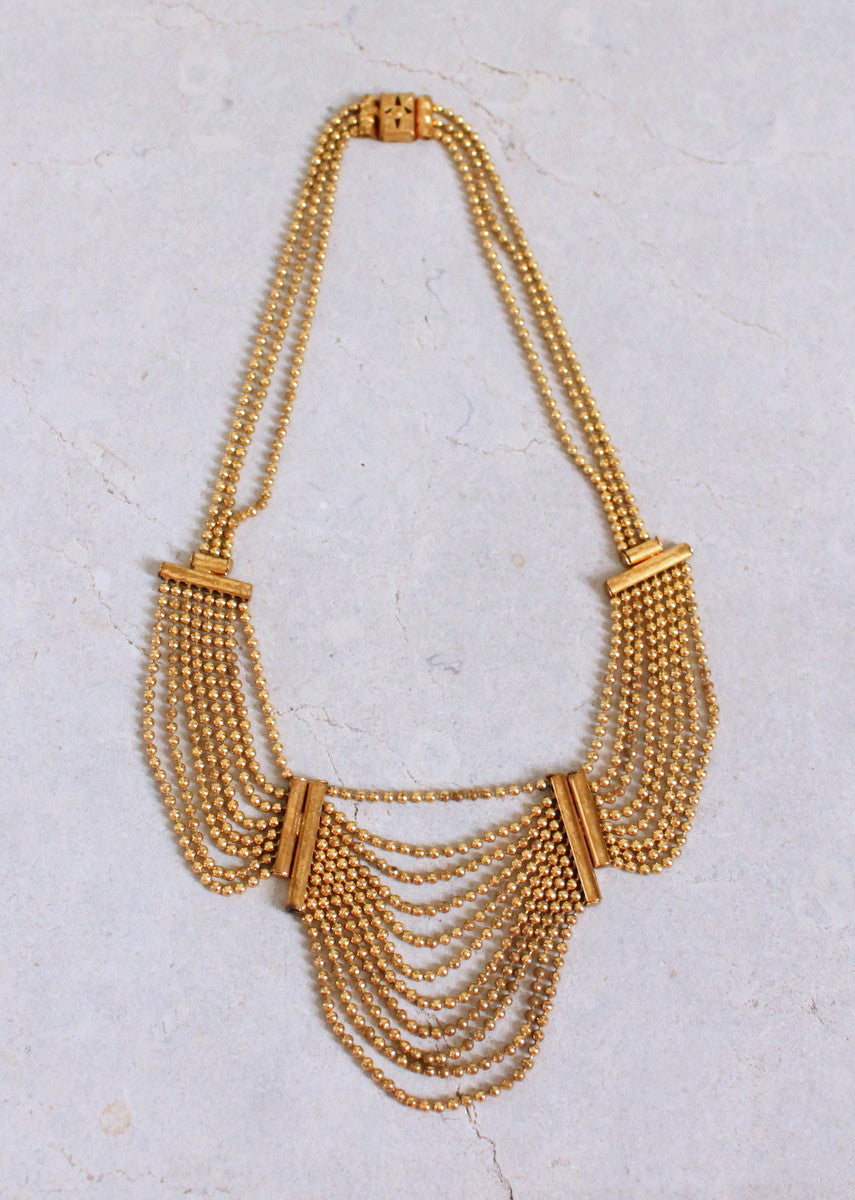 Vintage 1940s Scalloped Brass Chain Necklace